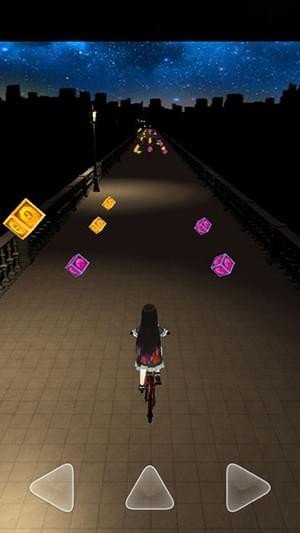 单车少女夜色街灯图3