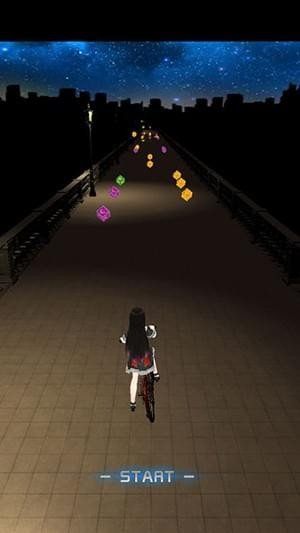 单车少女夜色街灯图2